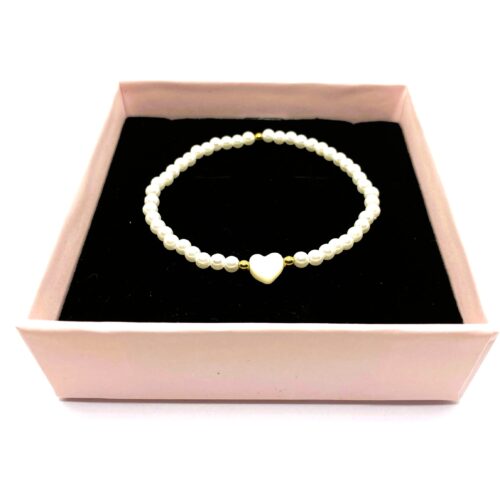 Bransoletka z serduszkiem z masy perłowej